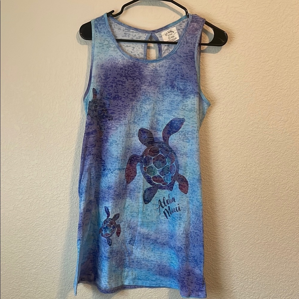 Kai Wahine Designs Blue and Purple Turtle Print sleeveless Dress
